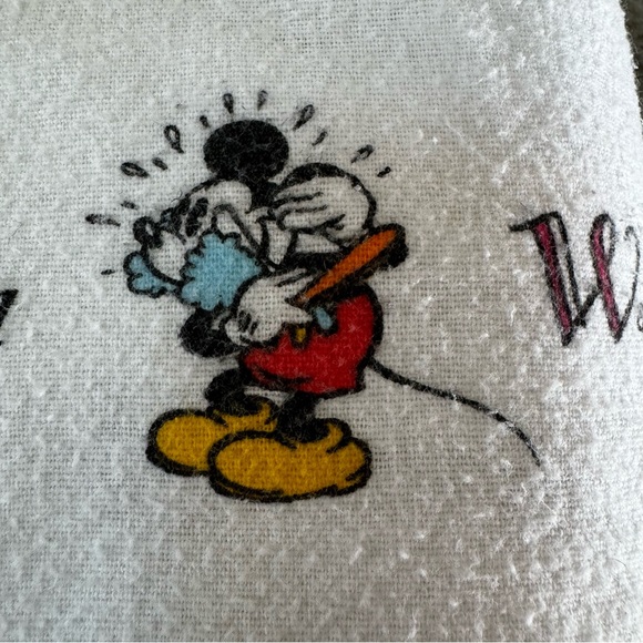 Vtg Mickey Mouse Print Flannel Sheet Cotton Disney Flat - Picture 6 of 9